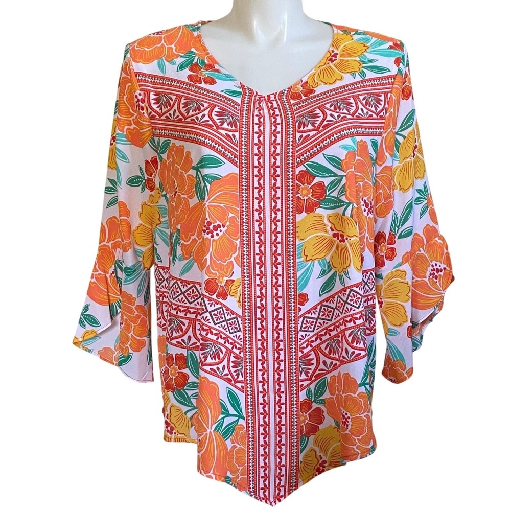 NEW NWOT Ruby‎ Road Womens Multiprint Top Blouse 1X